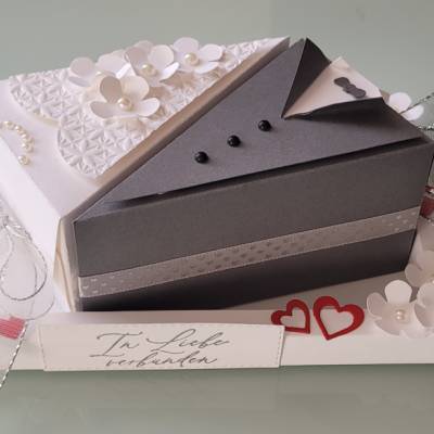 Geldgeschenk zur Hochzeit, 2 Tortenstücke als Brautpaar gestaltet, einzeln befüllbar, Gutscheingeschenk o.ä.