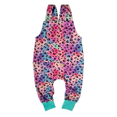 Mitwachs-Latzhose Leopardenmuster Batik Look, ab Gr. 44-50 Geschenk Geburt - Baby Mädchen Frühchen