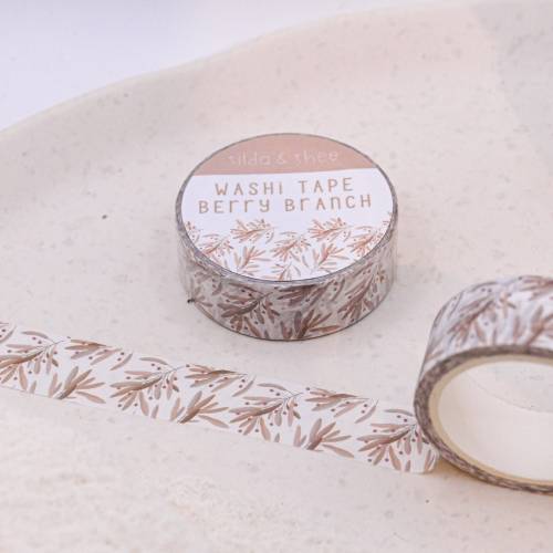 Washi Tape Zweige Klebeband Blumen / Blüten - Wiese Washi Tape - Masking Tape Bullet Journal Flower Berry Branch beige