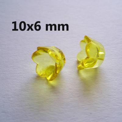 30x transparente Acryl Perlen Blumen Glöckchen Gelb