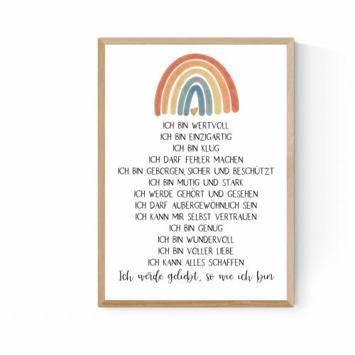 Geschenk zum Schulanfang Einschulung Affirmationen Affirmationsposter Kinder Kind Bild Boho