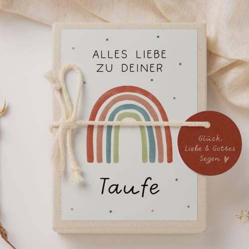 Geschenkschachtel zur Taufe Regenbogen Geldgeschenk zur Taufe - personalisiertes Taufgeschenk - Geschenkbox Täufling