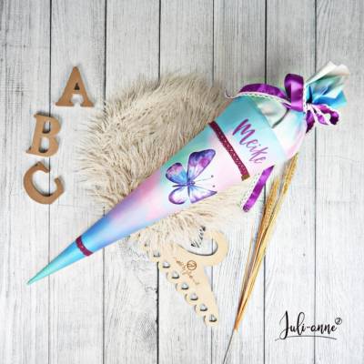 Schultüte Stoff TIE DYE Schmetterling Aquarell  *personalisierbar und mit Kisseninlet