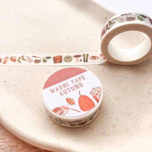 Washi Tape Herbst Klebeband Scrapbook Fall Washi - Autumn Elements Washi Tape - Masking Tape Bullet Journal Kürbis Wald