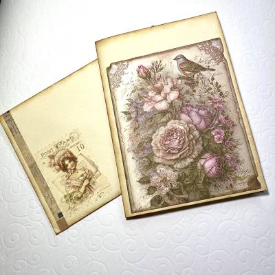 Grußkarte Glückwunschkarte Vintage Rosengarten