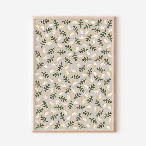 Poster Blumen Muster Kunstdruck Frühling - Wanddeko Leseecke Kinder - Kinderposter Blumen - Blumenmuster Poster - Gesche
