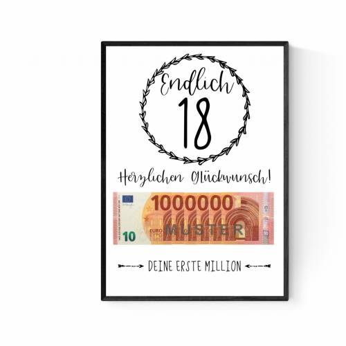 Geschenk für Sohn | Tochter | zum 18.Geburtstag | Geldgeschenk | Poster