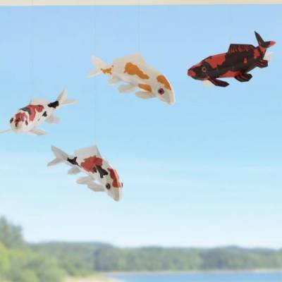 Koi Paket "Hi Utsuri und Taisho" Bastelbogen (E-Book, pdf), Fische Mobile