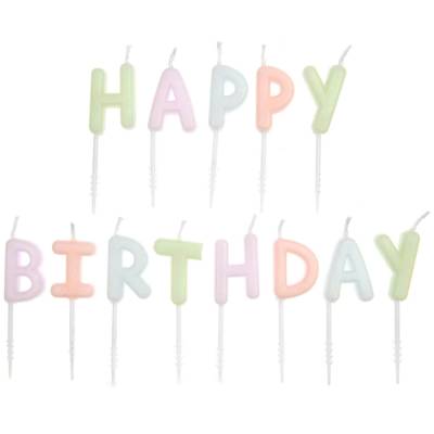 Kerzen-Set Happy Birthday für Geburtstagskuchen
