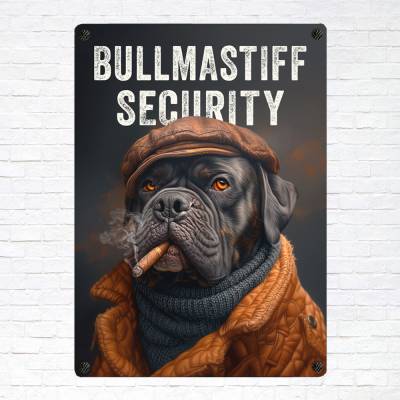 Hundeschild 'Bullmastiff Security', wetterbeständiges Warnschild
