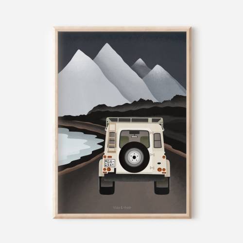 Poster Camper Island Landschaft Reise Kunstdruck Skandinavien - Wanddeko Island schwarzer Strand Poster - Geschenk Skand