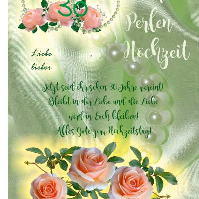 Karte Glückwünsche zur Perlen - Hochzeit, 30. Hochzeitstag