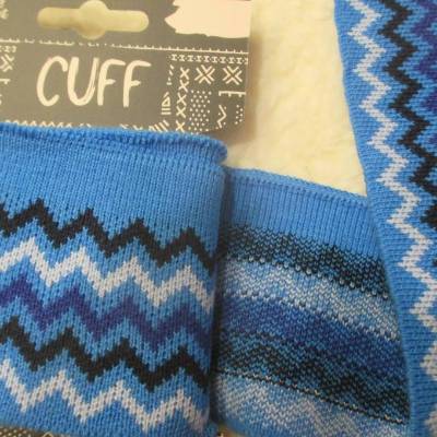 Fertigbündchen Cuff Jacquard Chevron Zacken -Aqua (1Stück/5,-€)