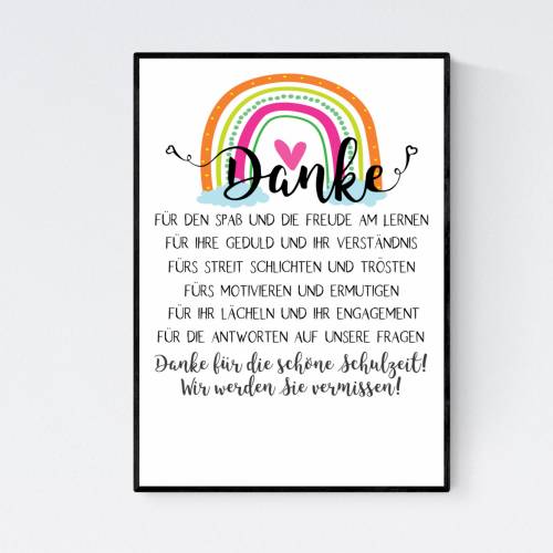 Abschiedsgeschenk Lehrerin Grundschule Lehrer Geschenk zum Abschied Regenbogen pink