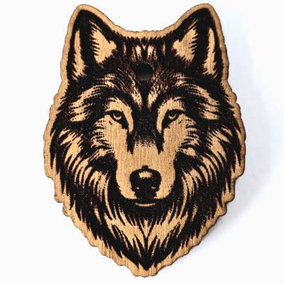 Premium Schlüsselanhänger Wolf aus Edelholz mit persönlicher Gravur