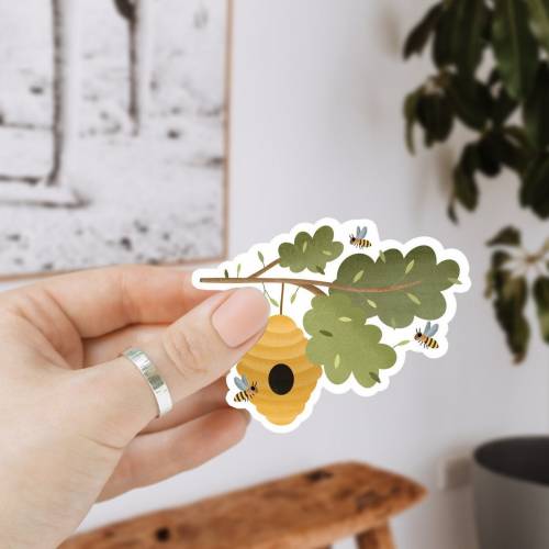 Sticker Bienen Vinyl Aufkleber Bienenstock Kiss Cut - Biene Sticker - Aufkleber Wasserflasche - Abziehbild Mini - wasser