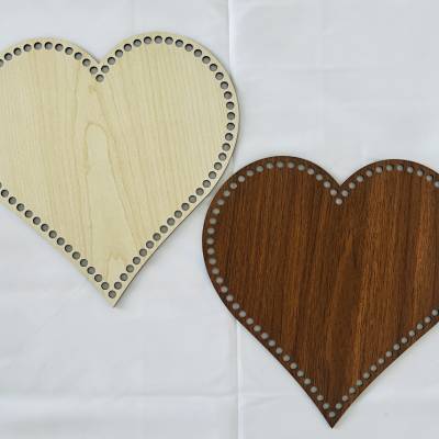 Korbboden aus Holz in Herzform, Holzzuschnitte, Valentistag, Holzboden zum Umhäkeln in verschiedenen Farben und Größen