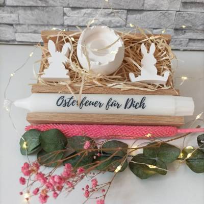 Geschenkset Ostern mit Kerze und Raysin-Deko – Handgemachte Osterfreude verschenken