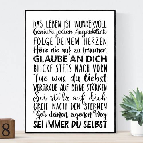 Poster Teenie Student Geschenk Mutmacher Wünsche - Sprücheposter Teeniezimmer Jugendzimmer Studentenbude