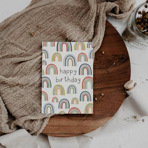 Geburtstagskarte Regenbogen A6 Postkarte zum Geburtstag - happy birthday Karte Kinder Regenbögen
