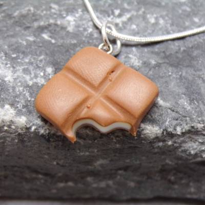 Milchschokolade  Schokolade angebissen  Halskette 925   kawaii sweet 