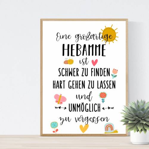 Geschenk Hebamme Abschiedsgeschenk Hebamme Danke Hebamme Geschenk Poster Bild