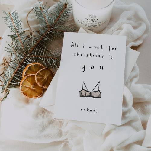 Weihnachtskarte witzig "All i want for Christmas is you - naked"  -  A6 Weihnachtskarte für den Partner witzig
