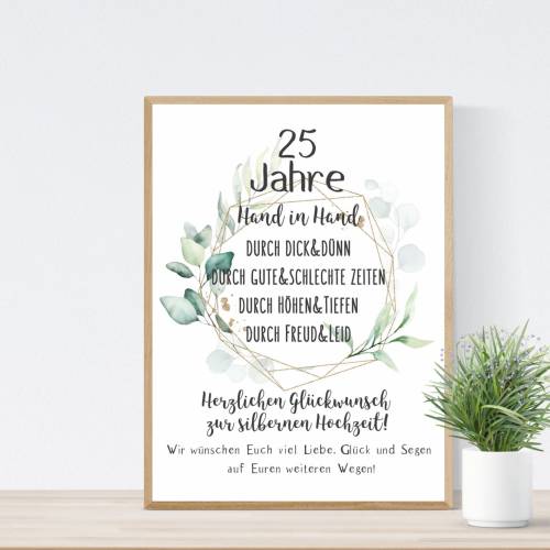 Geschenk zur Silbernen Hochzeit Wünsche Silberne Hochzeit Poster Druck