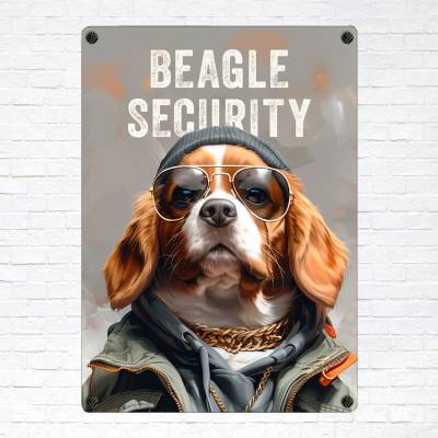 Hundeschild 'Beagle Security', wetterbeständiges Warnschild