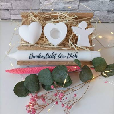 Geschenkset Muttertag – Liebevolles Geschenk für Mama mit Kerze, Herz & Engel aus Raysin