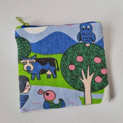 Vintagestoff-Kleinkram-Täschchen - Größe MIDI - bunt "Kuh" von he-ART by helen hesse