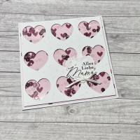 Grußkarten Glückwunschkarten „Alles liebe Mama“ Shakerkarte Karten Cards Geburtstag Muttertag Herzen rosa Stampin‘ Up!