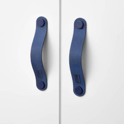 Ledergriffe Sapphire Serie "Arc" handgefertigte Möbelgriffe in Kräftig Blau / Schrankgriffe in 30 Farben