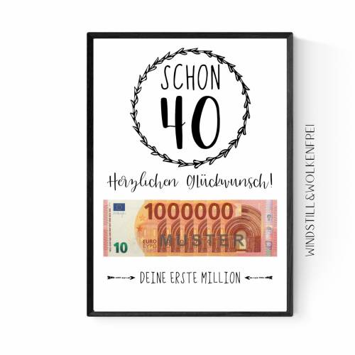 Geschenk zum 40.Geburtstag | Geldgeschenk | Poster| Vierzig | Vierzigster |
