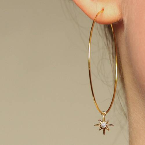 Stern Ohrringe - Creole Polarstern / Geschenk für sie /  minimalistisch / Moderne Kreolen /Statement Schmuck