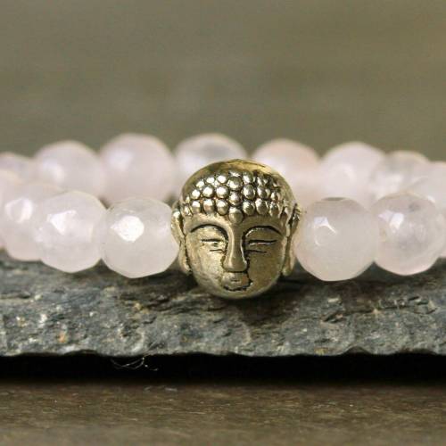 Ring Rosenquarz Buddha als edles Geschenk für Sie mit feinen Edelsteinen ein minimalistischer Ring Stretchring
