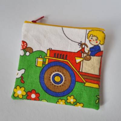 Vintagestoff-Kleinkram-Täschchen - Größe MIDI - bunt "Traktor" von he-ART by helen hesse