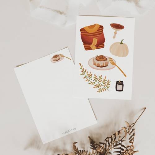 Postkarte Herbst Lieblinge Herbstliche Grußkarte Kürbis - Illustrationen Herbst als Dankeskarte - Illustration Herbst Ka
