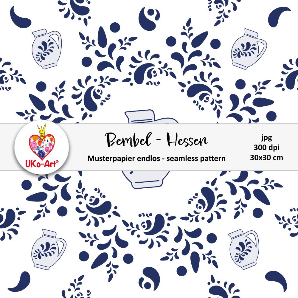 Bembel Hessen Motivpapier, nahtlose Muster, digitale Druckdatei, Digi-Papier Designerpapier Bild 1