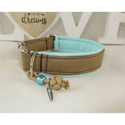 Hundehalsband "Cherokee" Halsband Hund Nylonhalsband Kunstleder mit Zugstopp- oder Klickverschluss