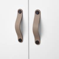 Ledergriffe Taupe Serie "Arc" handgefertigte Möbelgriffe in Grau Braun / Schrankgriffe in 30 Farben