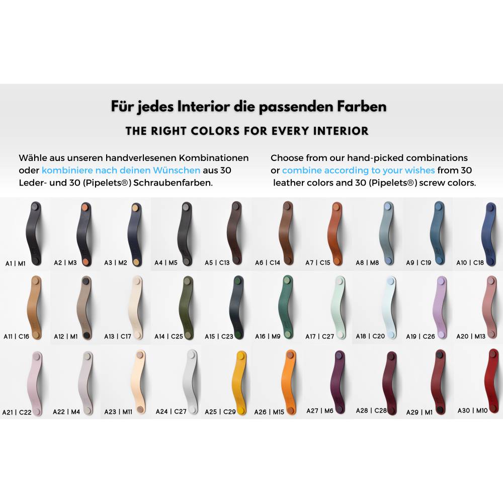 Ledergriffe Taupe Serie "Arc" handgefertigte Möbelgriffe in Grau Braun / Schrankgriffe in 30 Farben Bild 3