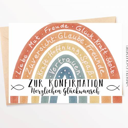 Karte Konfirmation Konfirmationskarte Glückwünsche Glückwunschkarte Konfirmation Regenbogen