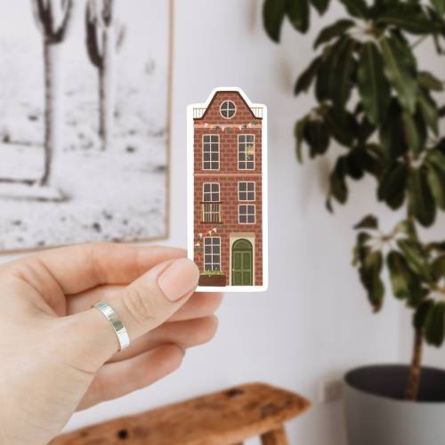 Sticker Amsterdam Haus Vinyl Aufkleber Niederlande Kiss Cut - House Sticker Aufkleber Wasserflasche - Abziehbild wasserd