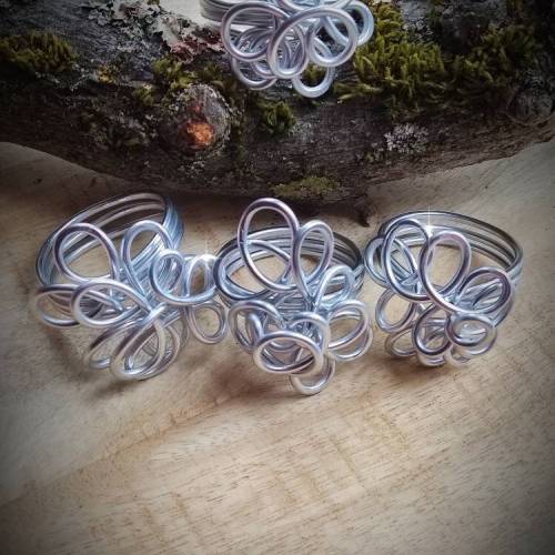 Drahtjuwel  Serviettenhalter silber, Serviettenspangen silber,Serviettenringe Blume, Weihnachtsgeschenk Tischdeko, 4 Stü