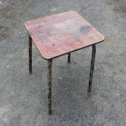 Vintage Werkstatthocker Hocker Holz Eisen Industriestil 50er Jahre DDR GDR