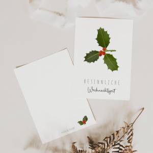 Postkarte Weihnachten Beeren A6 weihnachtliche Grußkarte - Tannenzweig Weihnachtskarte - Grußkarte besinnliche Weihnacht