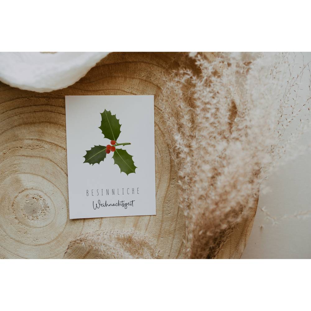 Postkarte Weihnachten Beeren A6 weihnachtliche Grußkarte - Tannenzweig Weihnachtskarte - Grußkarte besinnliche Weihnacht Bild 4