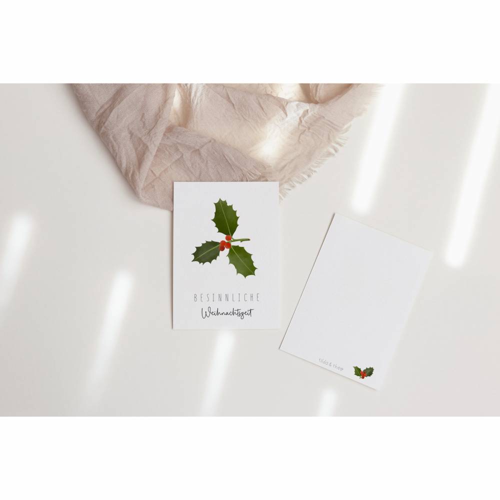 Postkarte Weihnachten Beeren A6 weihnachtliche Grußkarte - Tannenzweig Weihnachtskarte - Grußkarte besinnliche Weihnacht Bild 8