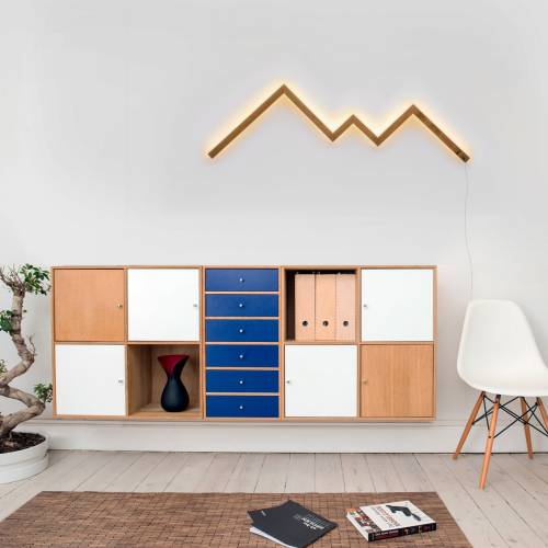 Alblicht 100 | Berge Wandleuchte | Eiche Holz | Wandlampe LED | Wandbild Wanddeko | modern Design | Smart Home ZigBee